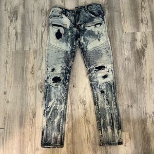 Distressed Black and Gray Men Jeans